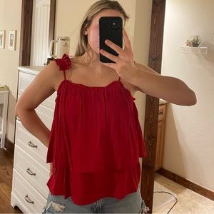 Red spaghetti strap blouse